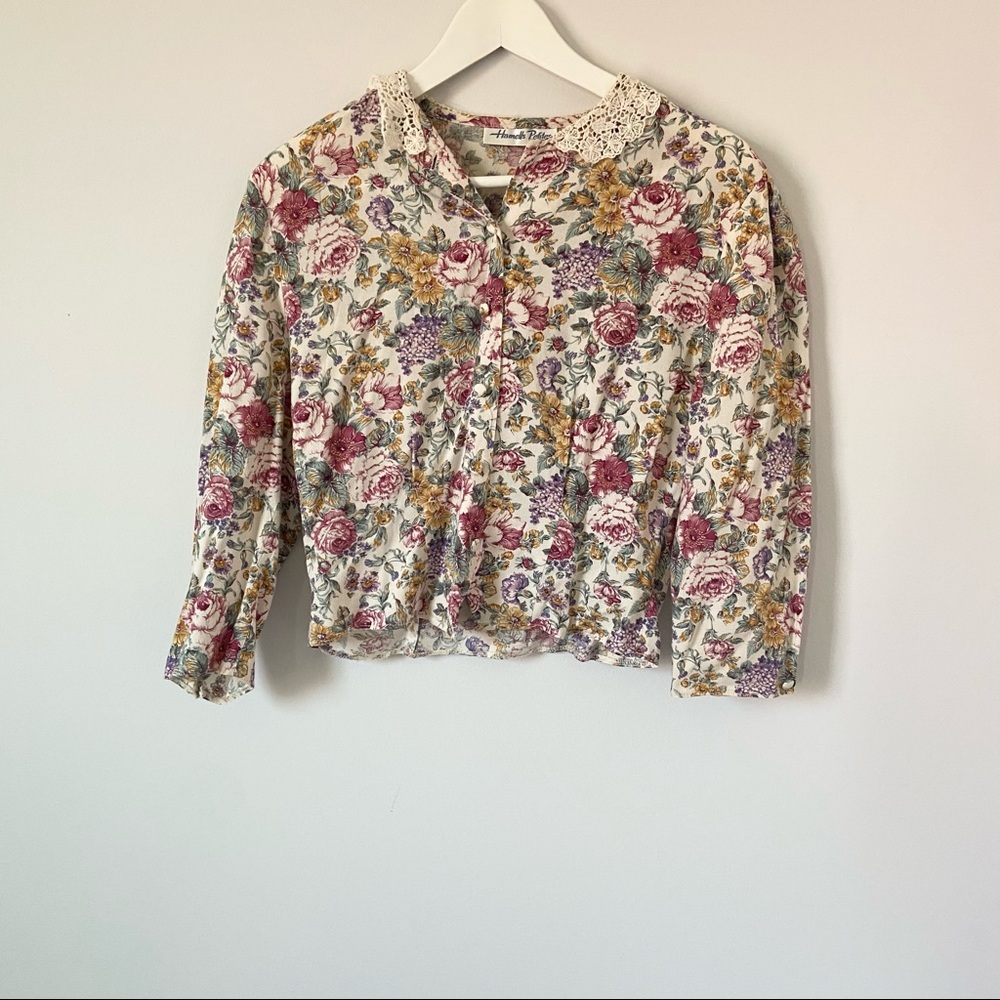 Vintage floral hamlles petites blouse